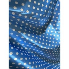 Blue with White 1/2" Polka Dots - Faux Silk Polyester Charmeuse Satin Fabric