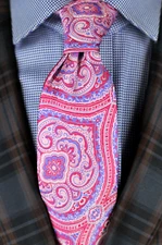 Lord R Colton Studio Tie - Pink & Blue Tapestry Woven Silk Necktie NEW
