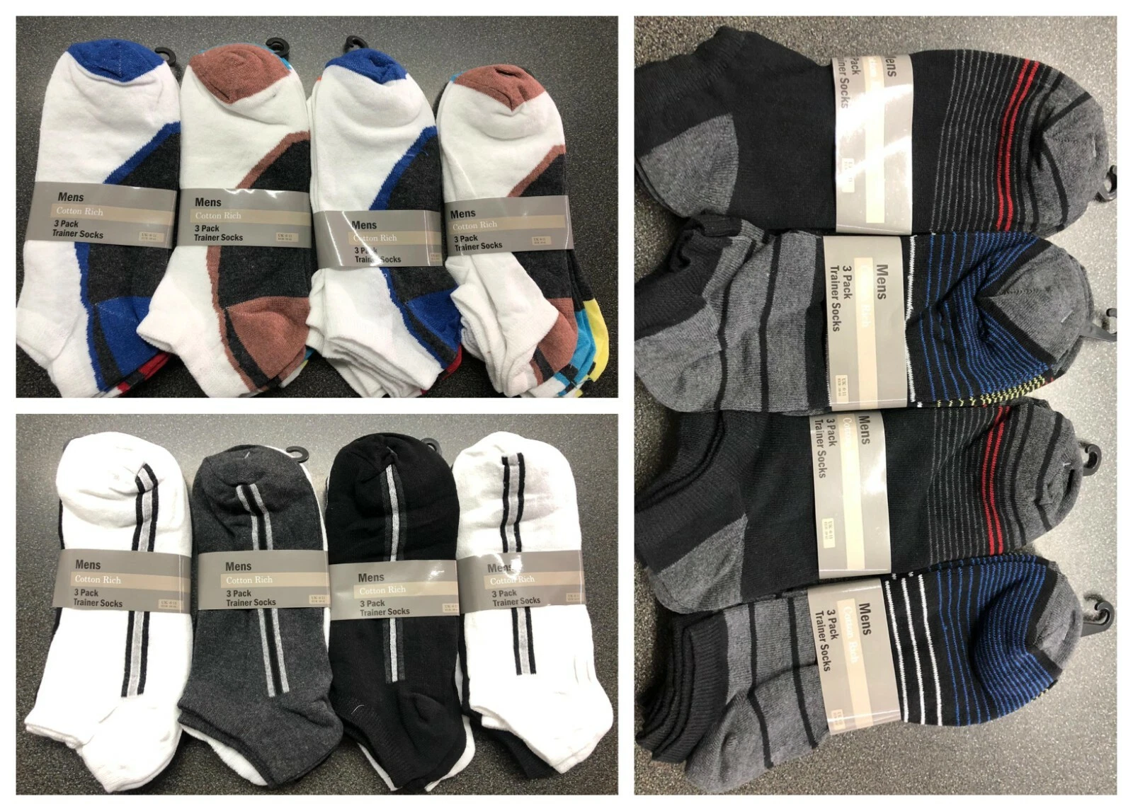 48 PAIRS OF MENS TRAINER SOCKS ASSORTED PATTERNS SIZE 6-11 WHOLESALE JOB LOT