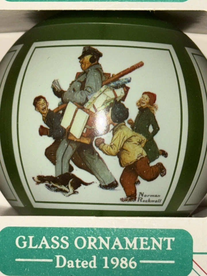 De colección Norman Rockwell difícil de encontrar cartero/niño nieve árbol de Navidad adorno 1986 Foto 2 de 4