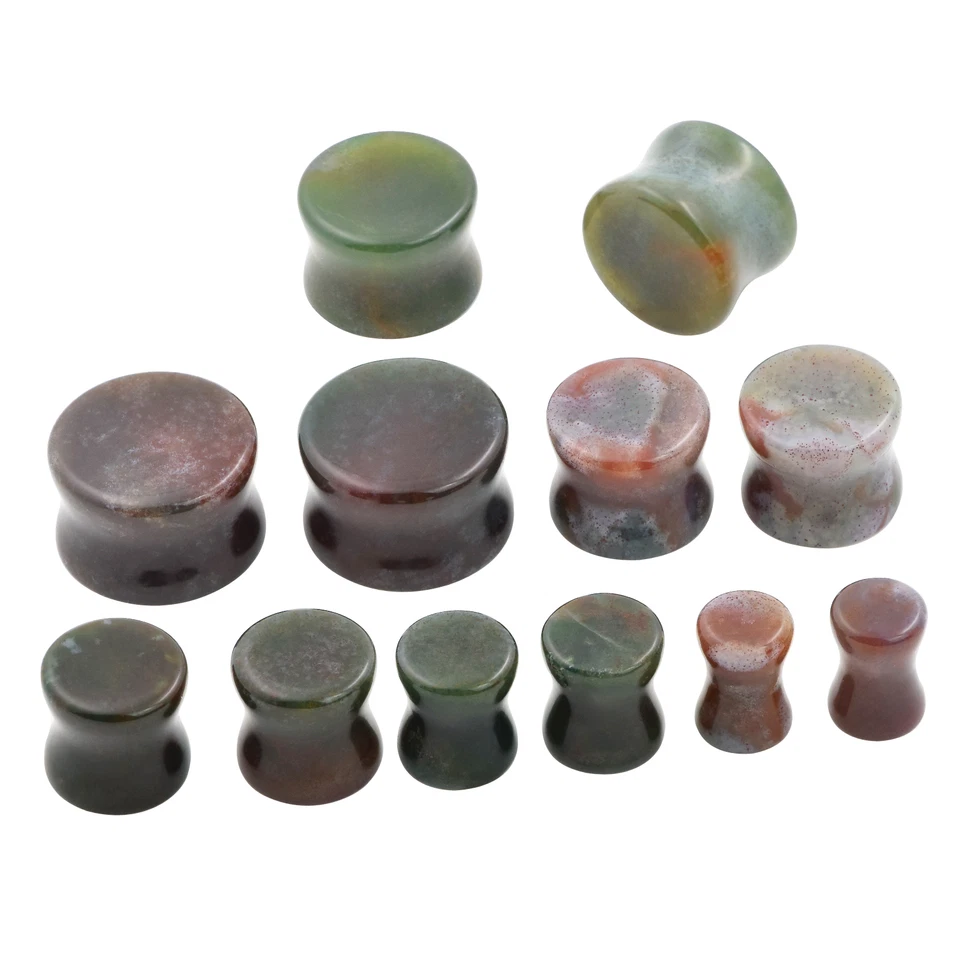 Natural Stone Ear Plugs Ear Gauges Double Flares Flesh Tunnels Saddle Plug-PAIR - Image 4 of 4