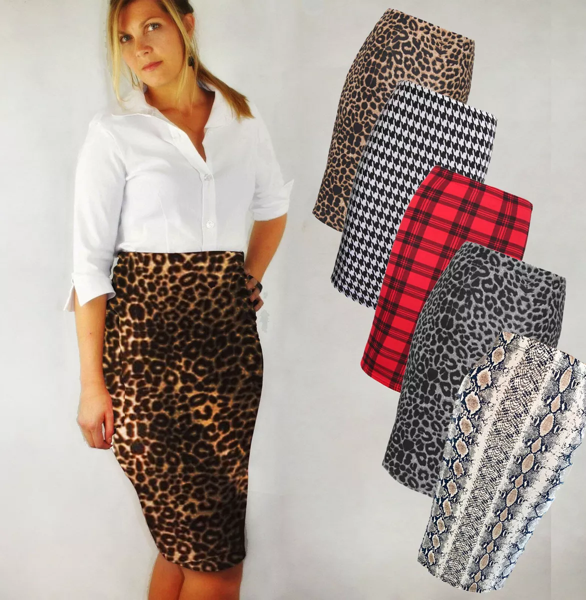 Stretchy leopard top pencil skirt