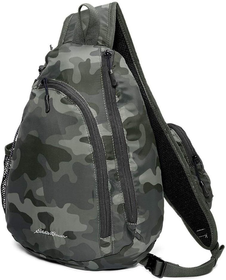 Eddie Bauer RipStop shoulder sling crossbody backpack bag Camo Black