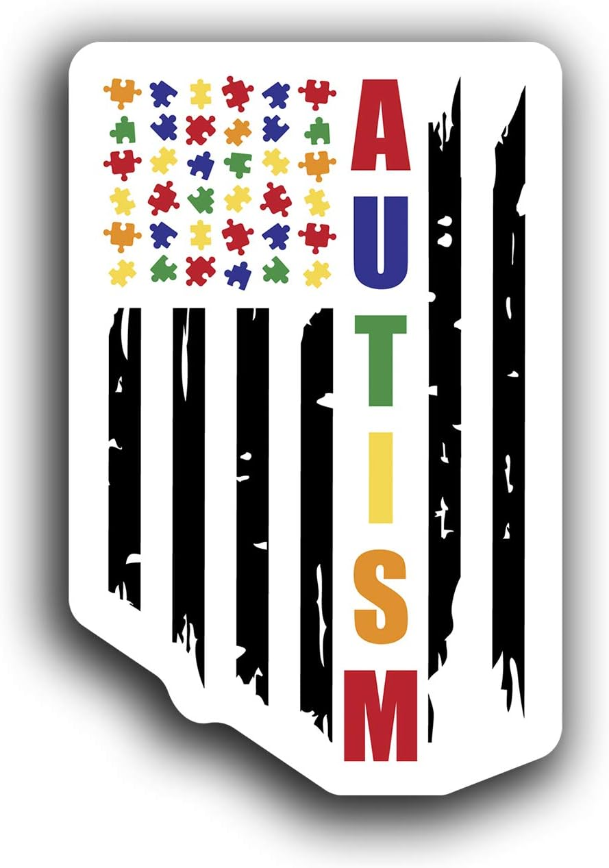 Autism Awareness American Flag Puzzle Decal Fun Patriotic Design