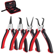 ARROW 4-Piece Snap Ring Plier Set 7" Heavy Duty Internal/External Circlip Pliers