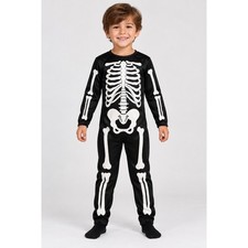 Kids Skeleton Costume Black White Jumpsuit Halloween Dress Up Ages 4-6 Years