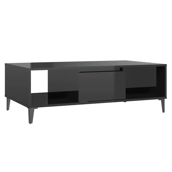 Couchtisch Hochglanz-Schwarz 103,5X60X35 Cm Holzwerkstoff-image