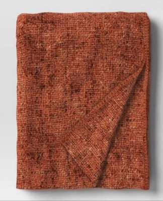 Marled Boucle Throw Blanket Orange Fall Halloween - Threshold 60'' X 50'' NEW