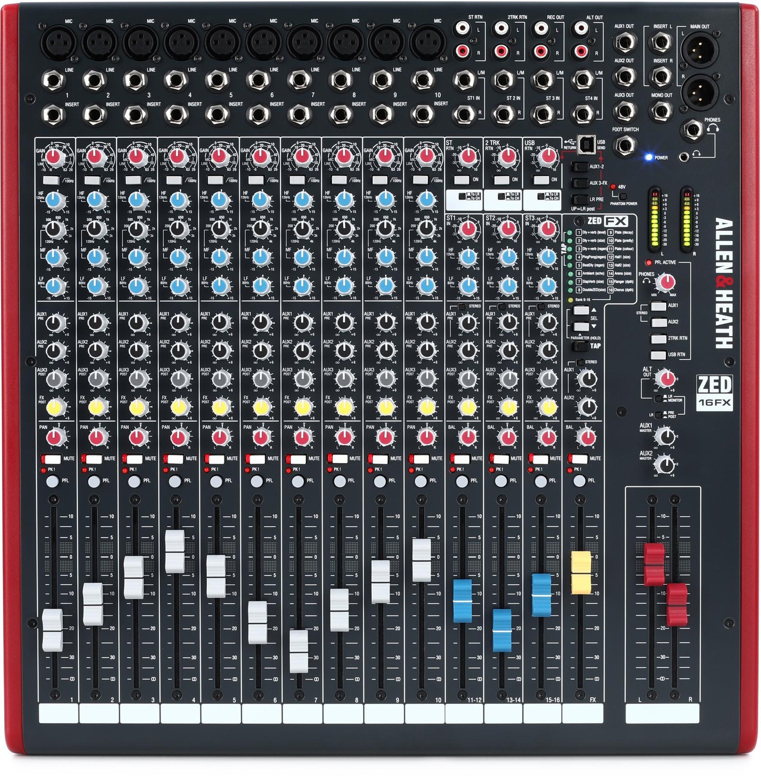 16-канальный микшер Allen - Heath ZED-16FX с аудиоинтерфейсом USB и эффектами