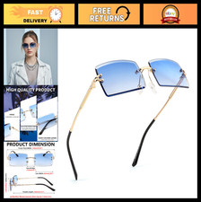 Vintage Rimless Rectangle Sunglasses Frameless Candy Color Glasses for Men Wom