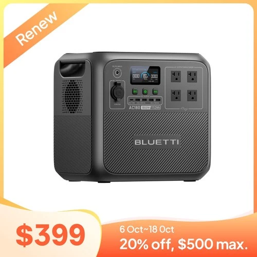 BLUETTI AC180 Portable Solar Generator 1152Wh 1800W Power Station for Barbecue