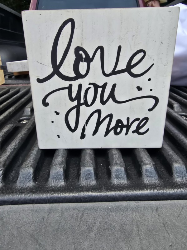 Wood Decorative Love Quote box, Painted White/Black, Square