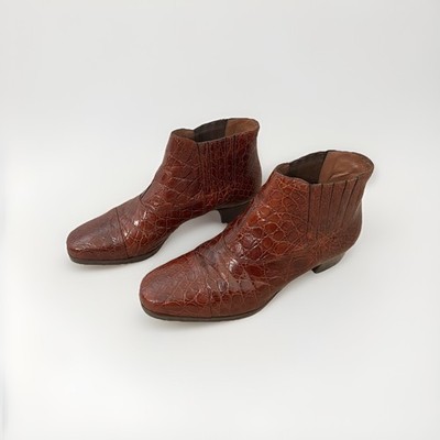 Vintage COLOMBO Via Della Spiga Brown Ankle Boots, Alligator Leather, Size 36