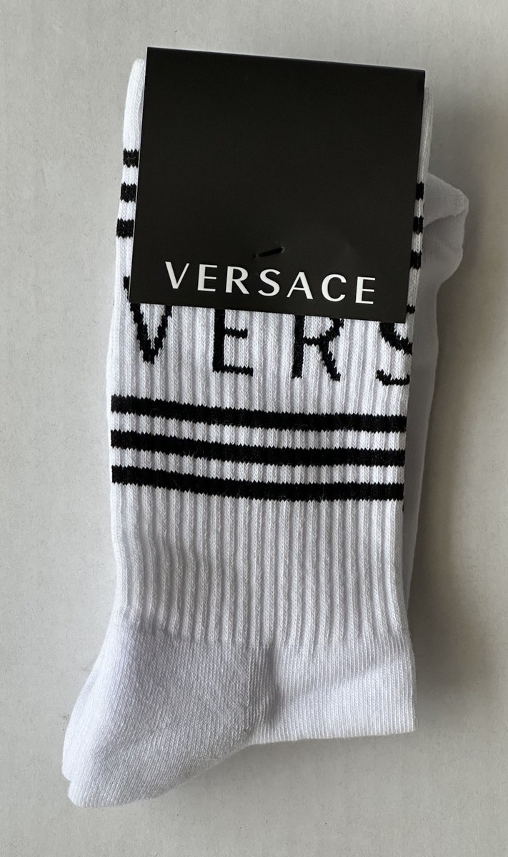 VERSACE ホワイト ロゴ ソックス Versace Mercury Logo Socks