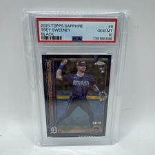 TREY SWEENEY 2025 TOPPS CHROME ROOKIE SAPPHIRE BLACK REFRACTOR RC /10 PSA 10