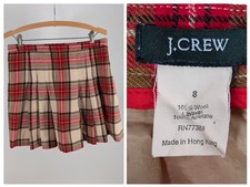 Vintage J Crew Plaid Pleated Wool Mini Skirt Hong Kong Dark Academia University