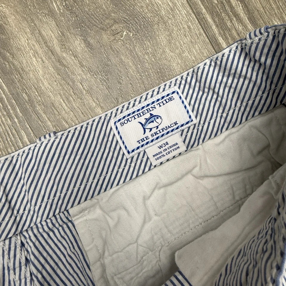 Pantalones Cortos Southern Tide The Shipjack Seersucker Palm Tree Bordados Para Hombre Talla 34 Foto 3 de 4