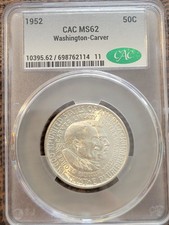 1952 Washington-Carver Half Dollar 50C CACG MS62 Blazing Luster!!! CAC Approved!