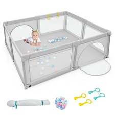 Extra Large Baby Playpen Safety Baby Play Yard w/50 Ocean Balls  4 Handles