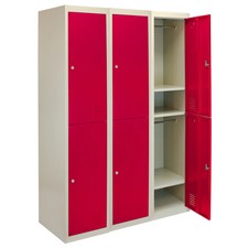 2 Door Red Metal Steel Lockers Lockable Storage Gym School Staff Changing Room