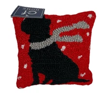 WINTER BLACK DOG Hooked CHRISTMAS Throw Pillow C&F Enterprises NWT