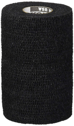 PowerFlex Self Adherent Tape, Latex, Athletic Tape, Black, 4", 12 Rolls per Case