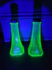 Uranium Depression Glass Salt Pepper Shakers Set UV Reactive Anchor Hocking