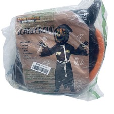 Child Scarecrow Costume M 8-10 Includes Cloak Mask Robe Neck Rope Belt Gloves