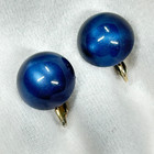 Clip On Earrings Coro Round Iridescent Royal Blue Domed Lucite Button Vintage