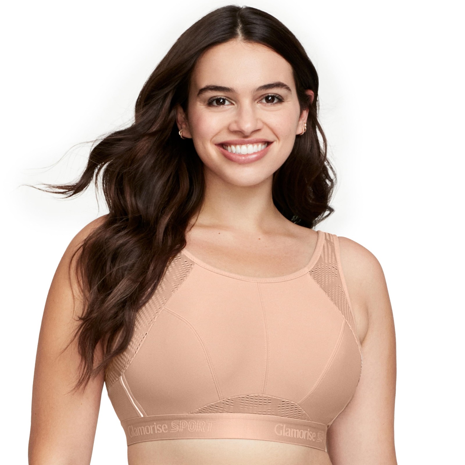 Plus Size Plus Size Breathable Mesh Non-Wired Sports Bra No. 1068, Skin, ... image 6