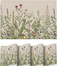 Wildflower Washable Vinyl Placemats - Set of 4