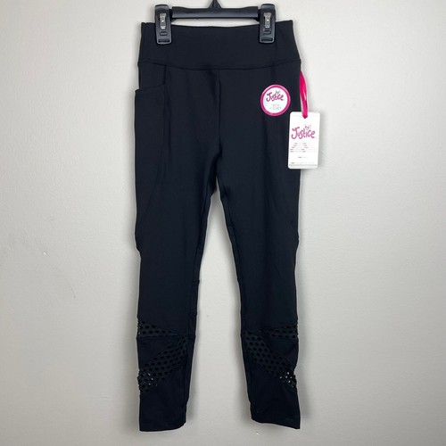 NWT Justice Black Tech Pocket Mesh Leggings 7/8 - Picture 1 of 6