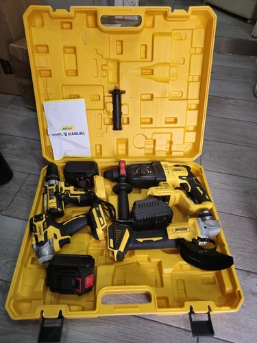 Kit 4in1 Trapano avvitatore,impulsi,smerigliatrice,tassellatore,2x4Ah,caricatore - Foto 3 di 6