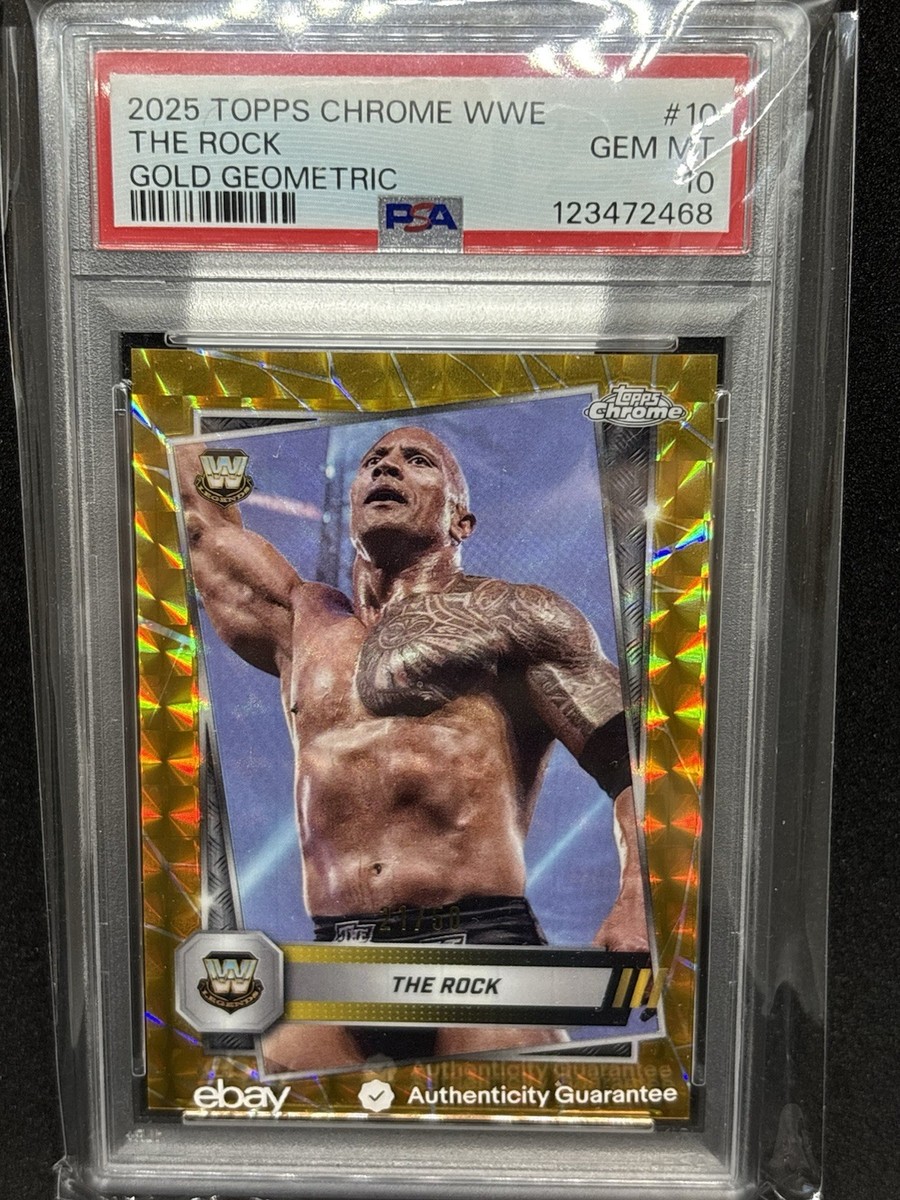 2025 Topps Chrome WWE - The Rock #10 Gold Geometric Refractor /50