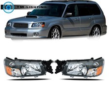 For 2003 2004 Subaru Forester Headlights Leftright Side Halogen Black Housing
