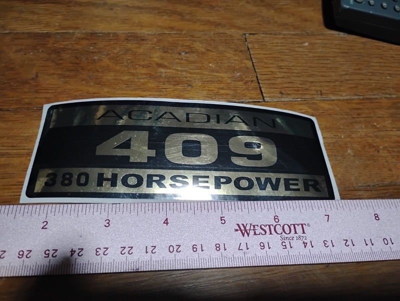 Acadian 409 Sticker 380 Horsepower Canadian Pontiac 4pk