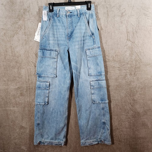 Denim Forum 90s Millie Cargo Baggy Jeans Blue Cotton NWT Size 26w - Picture 1 of 9