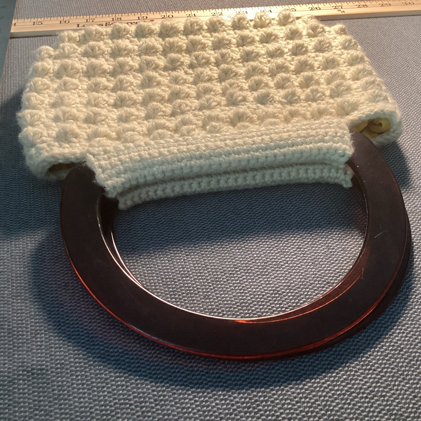 Macrame Bubble Purse With Plastic Handles Yellow … - image 5