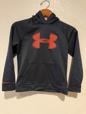 Under Armour Hoodie Loose Coldgear Boys Size YMD Youth Medium Black Red pullover