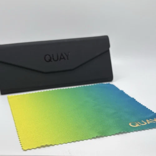 Quay Tri Fold Hard Case Matte Black Velvet Lining For Sunglasses With Cloth GUC