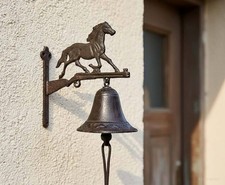 Türglocke Pferd Glocke Rustikal Gusseisen Landhausstil Antik-Stil Braun