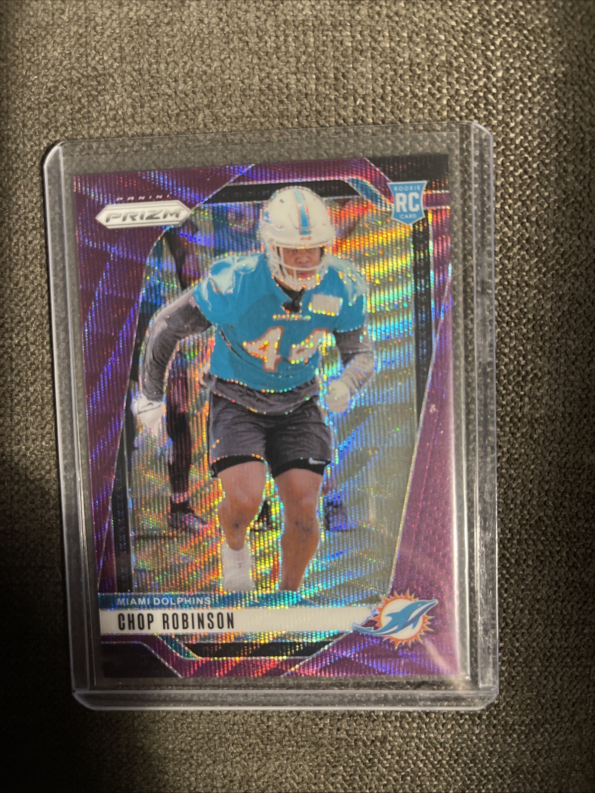 CHOP ROBINSON 2024 PANINI PRIZM RC PURPLE WAVE MIAMI DOLPHINS RC /99 #319💎 🔥