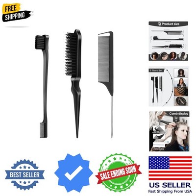 3 Pcs Slick Back Hair Brush, Rat Tail Comb, Edge | Bristle Brush, Hair Access...