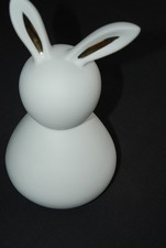 RÄDER Hase/ Osterhase Design Brun 19x16x29 weiß mit Gold-Ohr, Porzellan NEU