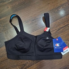 Champion Double Dry Maximum Support Sports Bra Black Blue 36C High Impact 1602