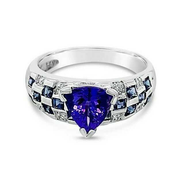 Le Vian 18K White Gold Cocktail Ring for Women 2.53 cts Tanzanite Diamond Size 7