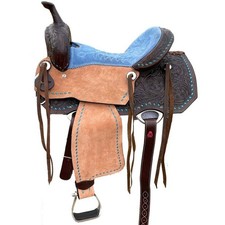Horse Saddle Western Leather Barrel Racing Racer Trail Tooled Carved Equestrian