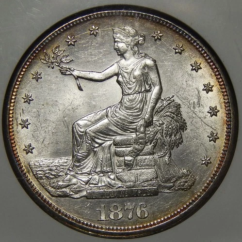 1876 NGC MS62 TRADE DOLLAR - BRIGHT WHITE