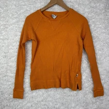 The North Face Womens Orange Waffle Knit Long Sleeve Thermal Top Size S Outdoor