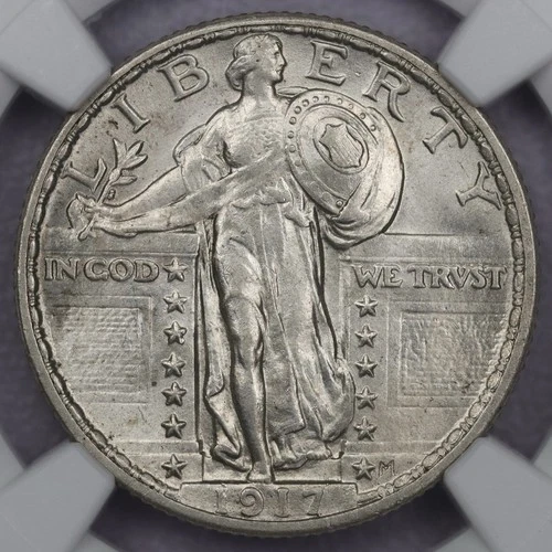 1917 Type 2 25c Standing Liberty Quarter - NGC MS 63 FH